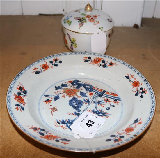 Chinese plate & lidded pot